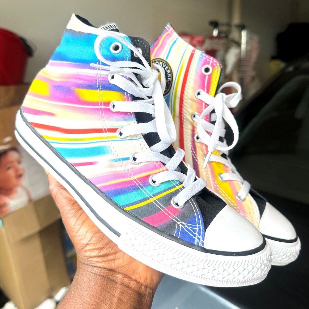 Converse Chuck Taylor All Star High Top Rainbow Stripe Big Kids Sneakers Size 5 - Picture 11 of 11